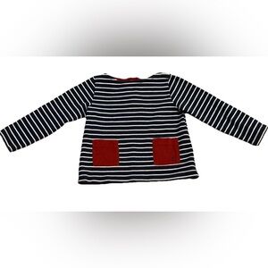Petit Bateau Navy White Stripe Breton Top Back Zip EUC Size 3T